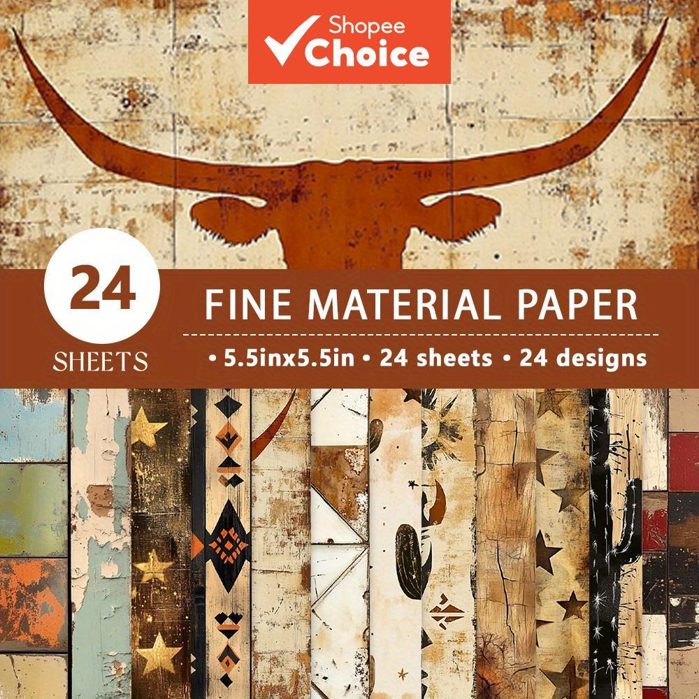 A5 Wild West Textured Scrapbooking กระดาษ 24 ชิ้น Western Grunge Retro สีส้มสําหรับ Junk Journal Col