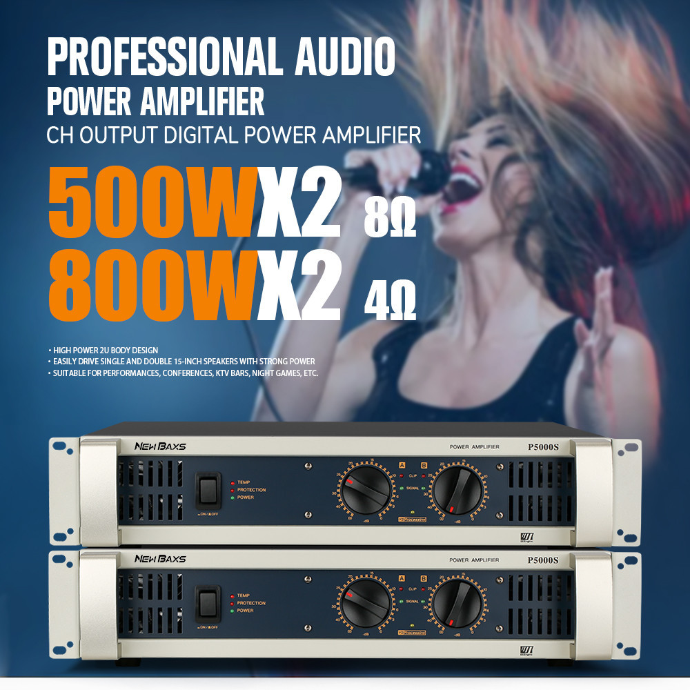 Newbaxs p5000s Professional Amplifier 2 channel Amplifier 800 W 8 ohm/ 4 OHM
