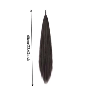 ISITAFT วิกผมสังเคราะห์ Braid, Elegant 24 นิ้ว Self-winding หางม้ายาว,อินเทรนด์ยืดหยุ่นห่อรอบผมชั้นต่อผมชิ้นตรงต่ําหญิง