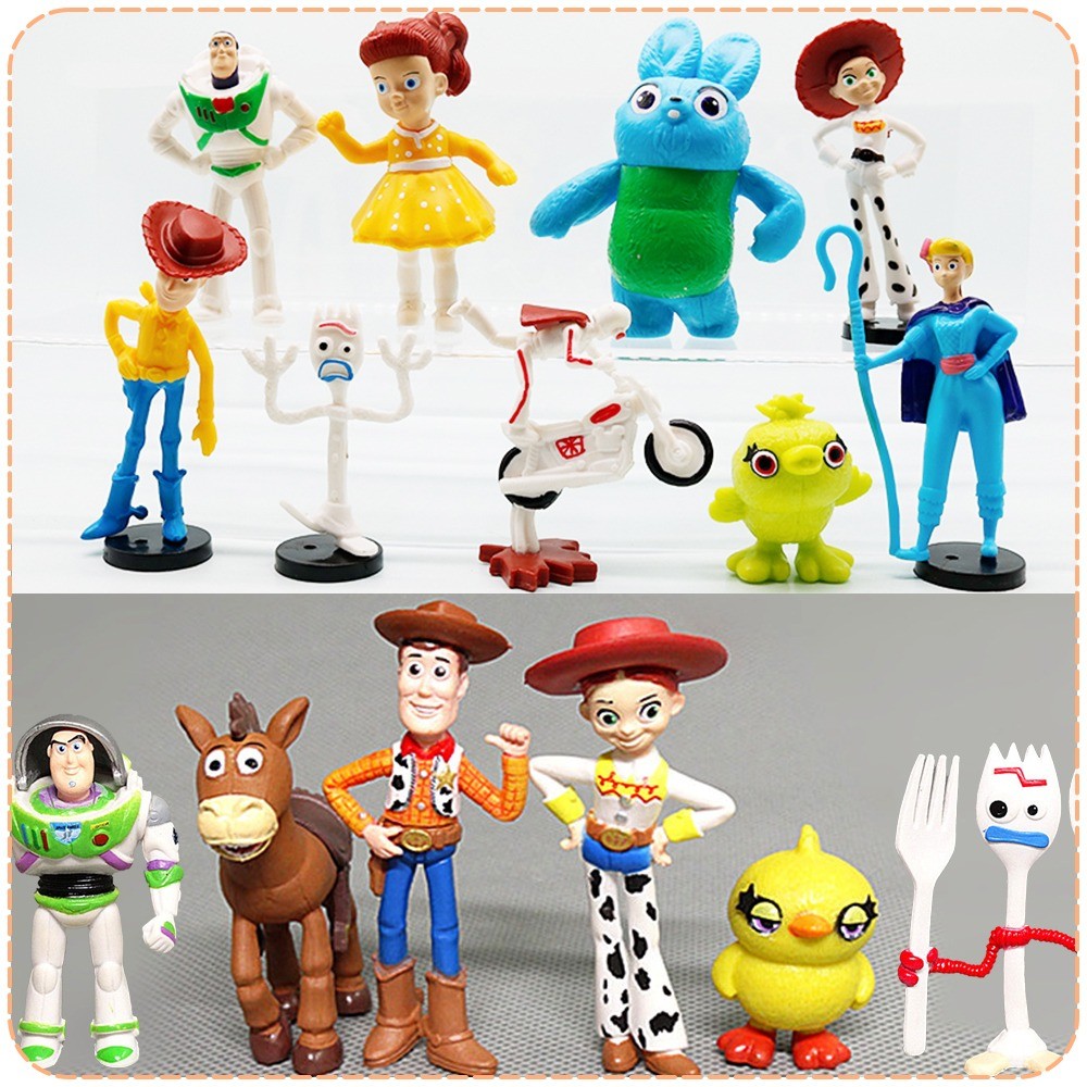 Toy Story Mini รูปชุดตัวเลขการกระทํา Buzz Lightyear Woody Jessie ของเล่นตกแต่ง