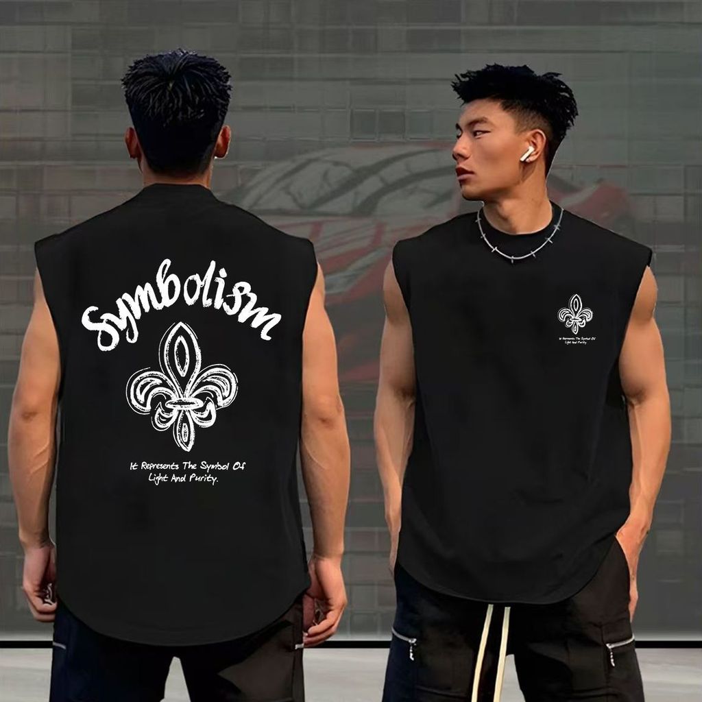 COD✅จัดส่งจากกรุงเทพฯ⚡Flash Sale⚡เสื้อแขนกุดผ้าฝ้ายผู้ชาย อินเทรนด์ สไตล์คล่องตัว รอบคอนุ่มนวล สีขาบ