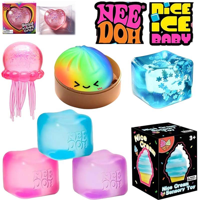 Needoh Nice Cube แมงกะพรุนรูปหัวใจ Nee Doh Squishy ของเล่นของขวัญบรรเทาความเครียด