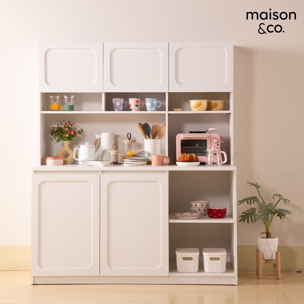 SB Design Square ชุดครัวสำเร็จรูป รุ่น Solla สีขาว (150x60x180 ซม.)  แบรนด์ MAISON&CO.