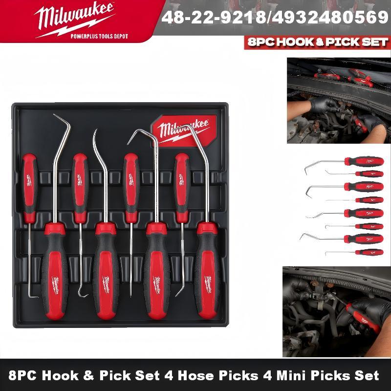 MILWAUKEE 48-22-9218 8PC Hook & Pick Set 4 Hose Picks 4 Mini Picks Set Milwaukee Hand Tools 4932480569