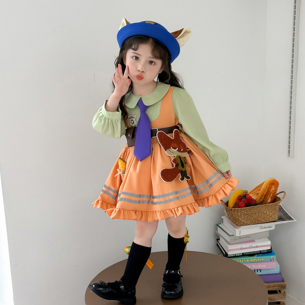 เด็กวัยหัดเดิน สาว Kawaii Zootopia ชุดนิคฟ็อกซ์ อนุบาล Preppy แขนยาว น่ารักๆ เน็คไท เด็ก รายวัน Pa ราคา ถูกที่สุด ดีลบีเคเค แกลเลอรีภาพที่ 3