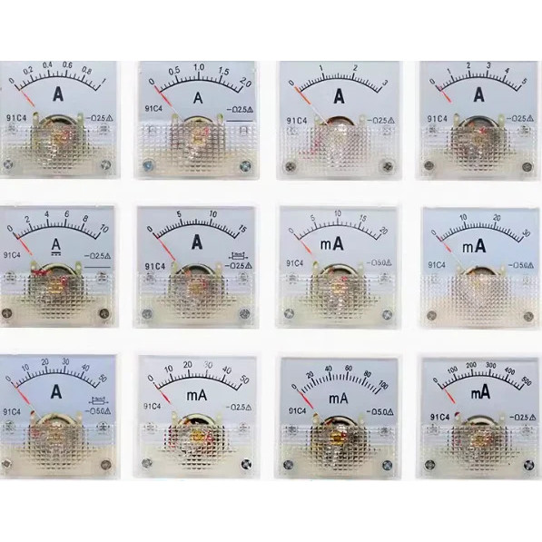 91C4 แอมป์มิเตอร์ DC Analog 1mA 5mA 10mA 30mA 1A 2A 3A 5A 10A 20A 30A 50A แผง Mechanical Pointer ประ