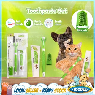 POODEE Dog Toothpaste & Toothbrush Set Cuci Gigi Anjing & Berus Gigi Anak Anjing Cegah Nafas Berbau Penjagaan Harian