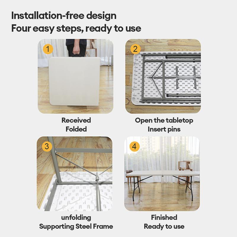 6ft Foldable Banquet Table Table Outdoor Heavy Duty Exhibition Dining Table Outdoor Folding Table Ev