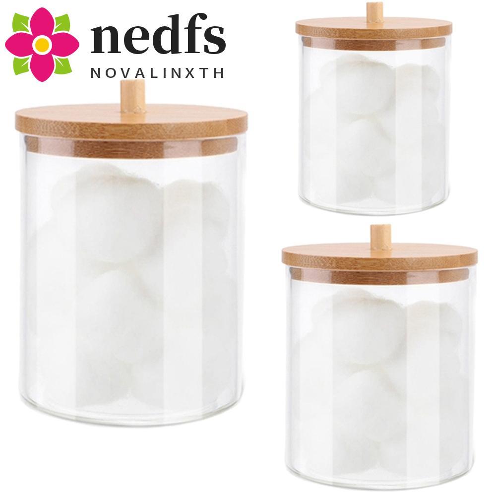 NEDFS Qtips ผู้ถือผ้าฝ้าย Pad อะคริลิคแต่งหน้า Organizer สําหรับอุปกรณ์ห้องน้ําเครื่องประดับ Cotton 