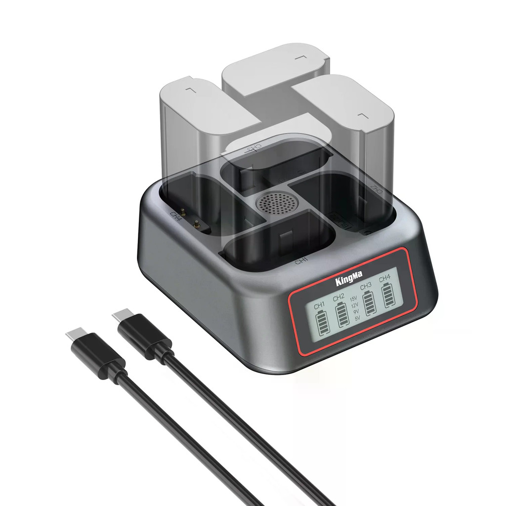 4-Slot 45W PD USB-C Fast Charger สําหรับ DMW-BLK22 w/LCD, สําหรับ Panasonic GH7, S9, GH6, S5 II, G9 