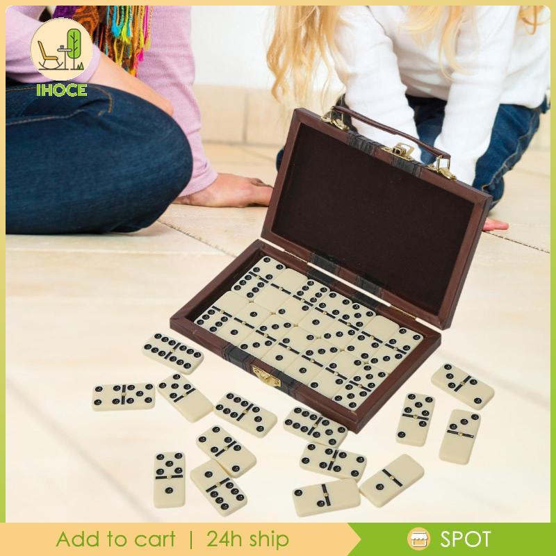[Ihoce] Double Six Dominos Set Classic Tiles Game Travel Toy Puzzle Game Portable
