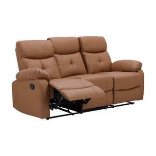 HomeHuk โซฟาหนังเทียมปรับระดับ 3 ที่นั่ง รุ่นลิตา - สีน้ำตาล