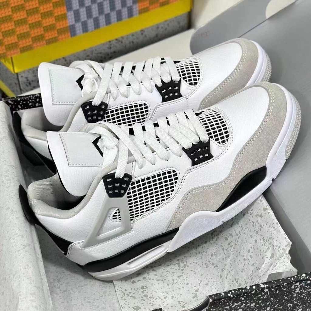 Putian Shoes Pure Original Top Layer Cowhide Genuine Leather Basketball Shoes Air AJ4White cement co