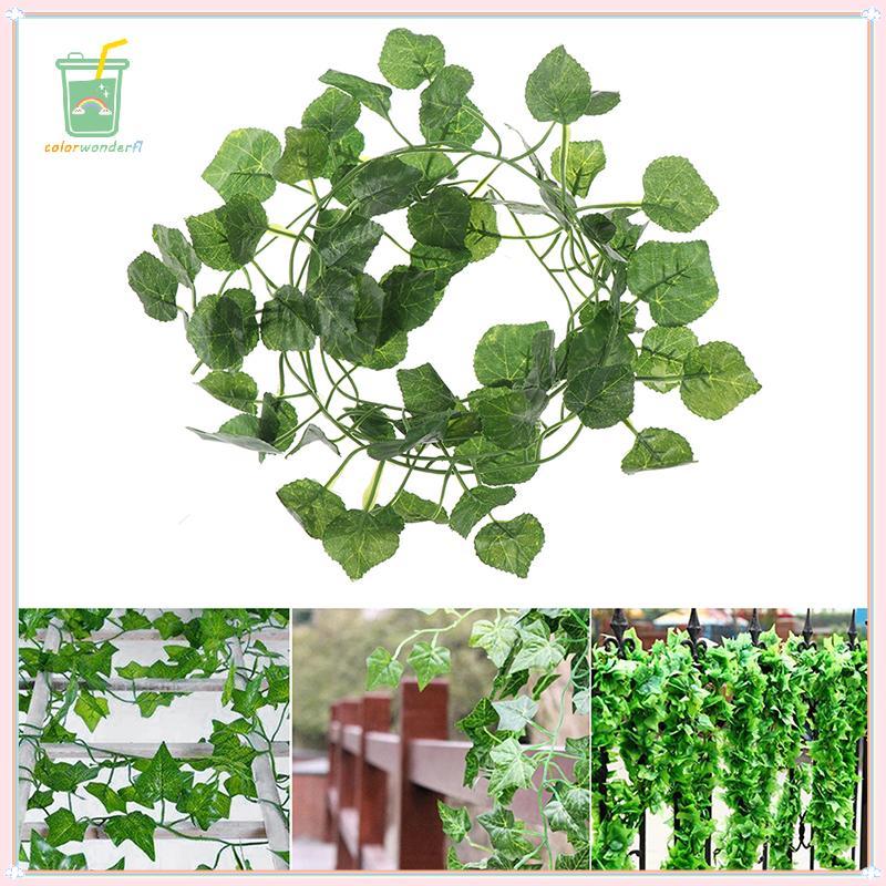 [สี] 2.0m Artficial Vine พืชสีเขียว Leaf แขวนตกแต่งหวาย Liana ผนังใบ TH