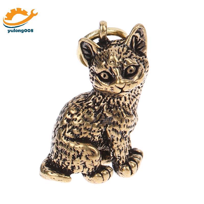 [MR] พวงกุญแจแมวทองแดงบริสุทธิ์ DIY อุปกรณ์แขวนเครื่องประดับจี้พวงกุญแจน่ารัก TH