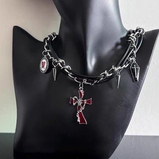 Y2k จี้หัวใจ Rivet Clavicle Chain Punk Subculture ผีเสื้อ Choker สร้อยคอเครื่องประดับอุปกรณ์เสริม