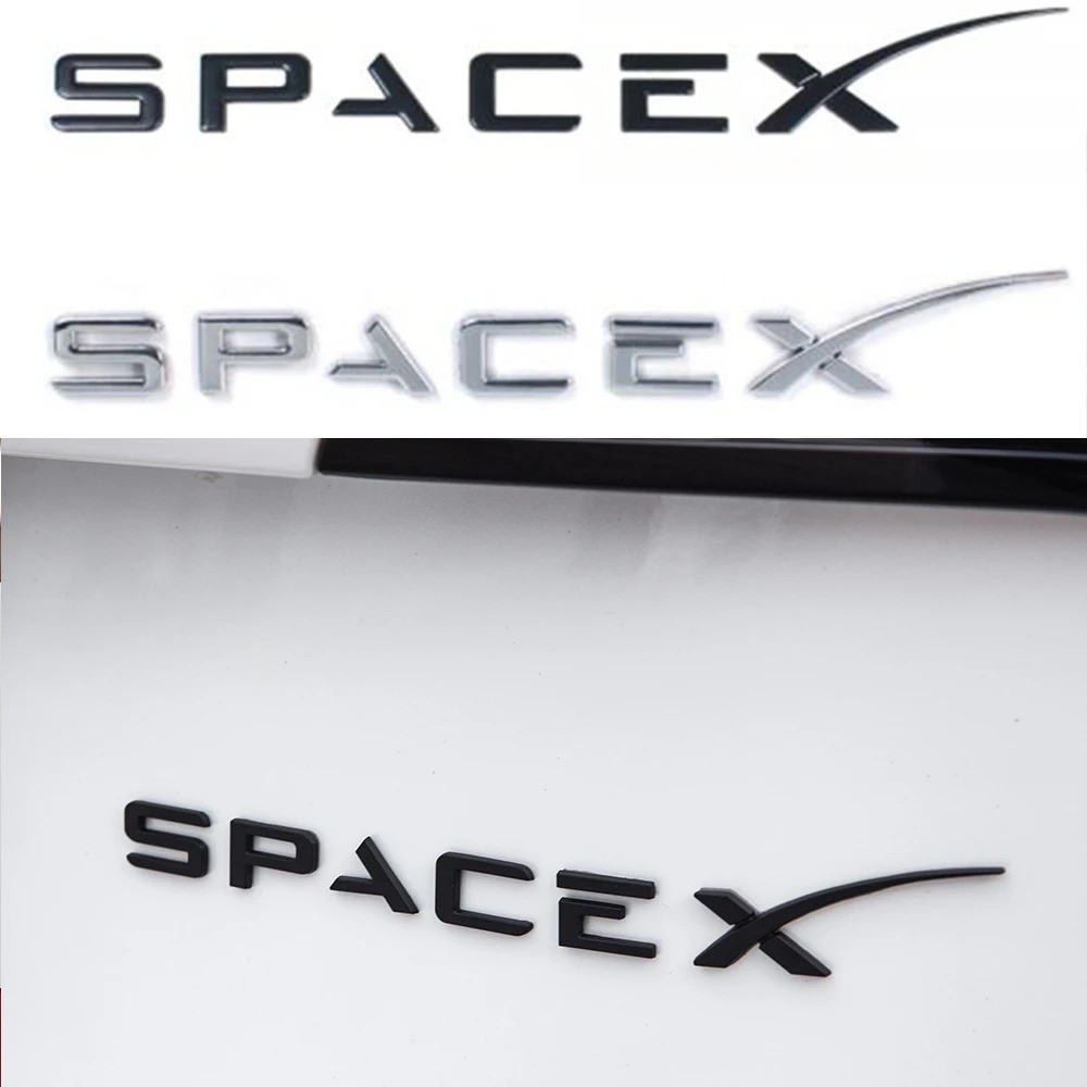 Space X Emblem Metal Letters Badge Rear Trunk Decals Car Logo Sticker For Tesla Model 3, X ,Y And S 