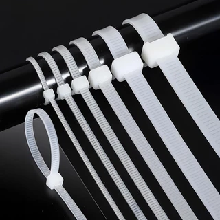 (แพค100เส้น)4นิ้ว-16นิ้ว เคเบิ้ลไทร์ Cable Tie หนวดกุ้ง ไนล่อนPA66 เกรด A+ สีขาว/ดำ สายรัดพลาสติก