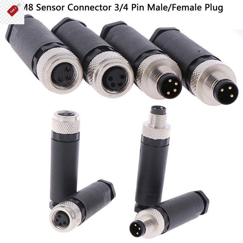 ALIK 1 PC M8 Sensor Connector 3/4 Pin ปลั๊กมุมตรงชาย/หญิง TH