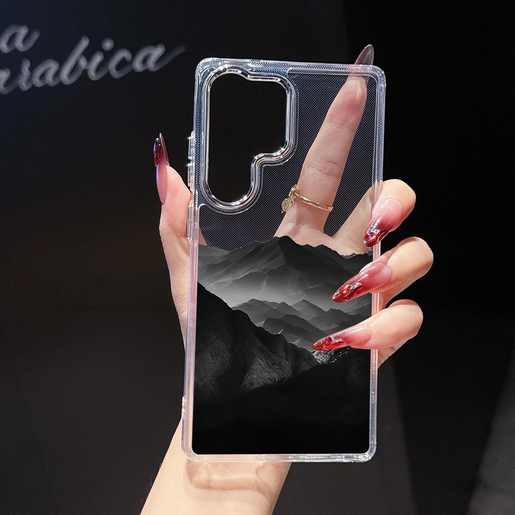 โลหะใสกล้องเคสโทรศัพท์ High-end Mountain การ์ตูนสําหรับ Samsung S21 S22 S23 S25 S20 S24 S22FE S21FE 