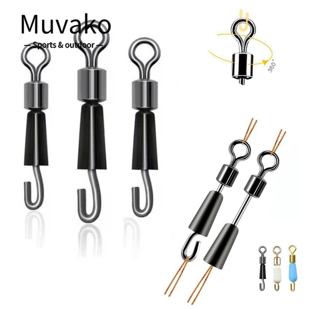 MUVAKO 30PCS Fishing Feeder Swivels, Quick Change 8-Shaped Method Feeder Swivel,ทนทานสีดําสีฟ้าสีขาว