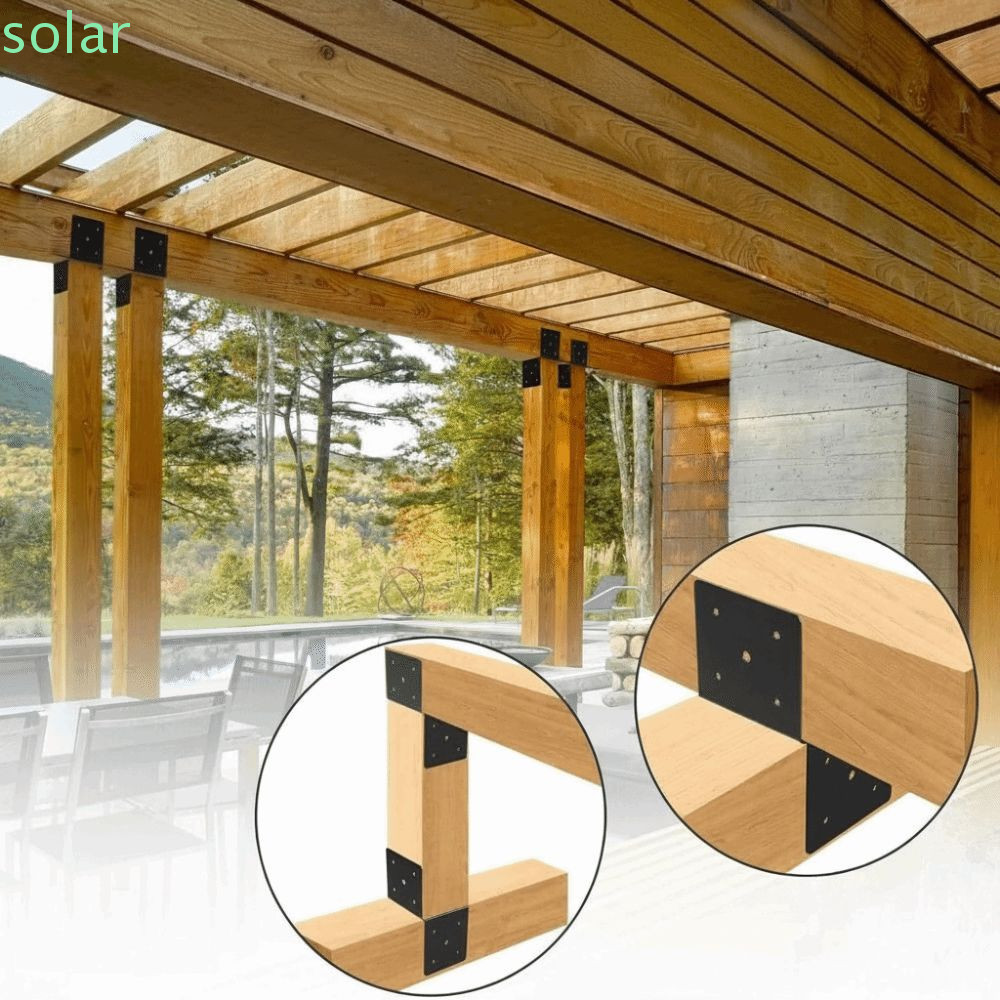 SOLARBUR Pergola ชุด, ขายึด Pergola แบบปรับได้สําหรับงานหนัก, กรอบรองรับสีดําทนต่อการกัดกร่อนพร้อมขั