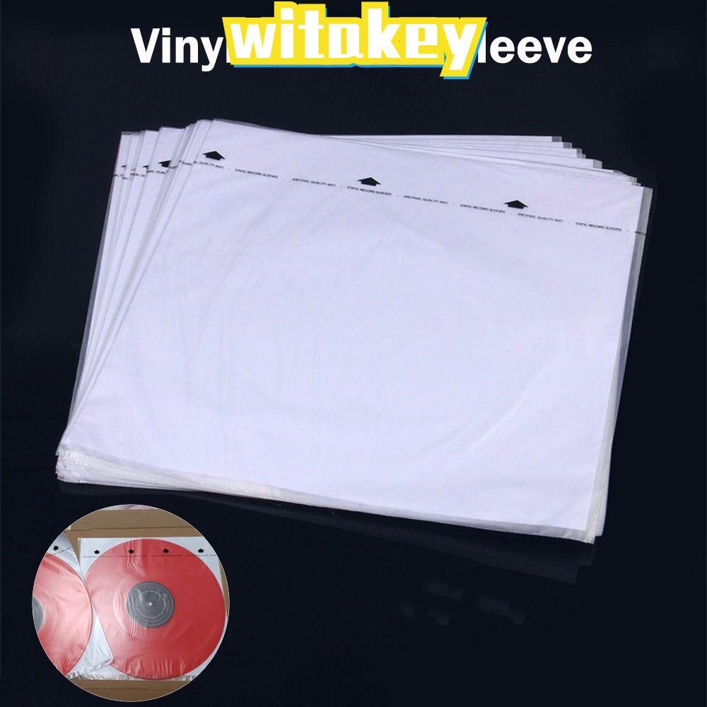 WITAKEY LP Vinyl Record Cover, White 12 นิ้วไวนิล Records Sleeve,ที่มีประโยชน์ Resealable Inner Reco