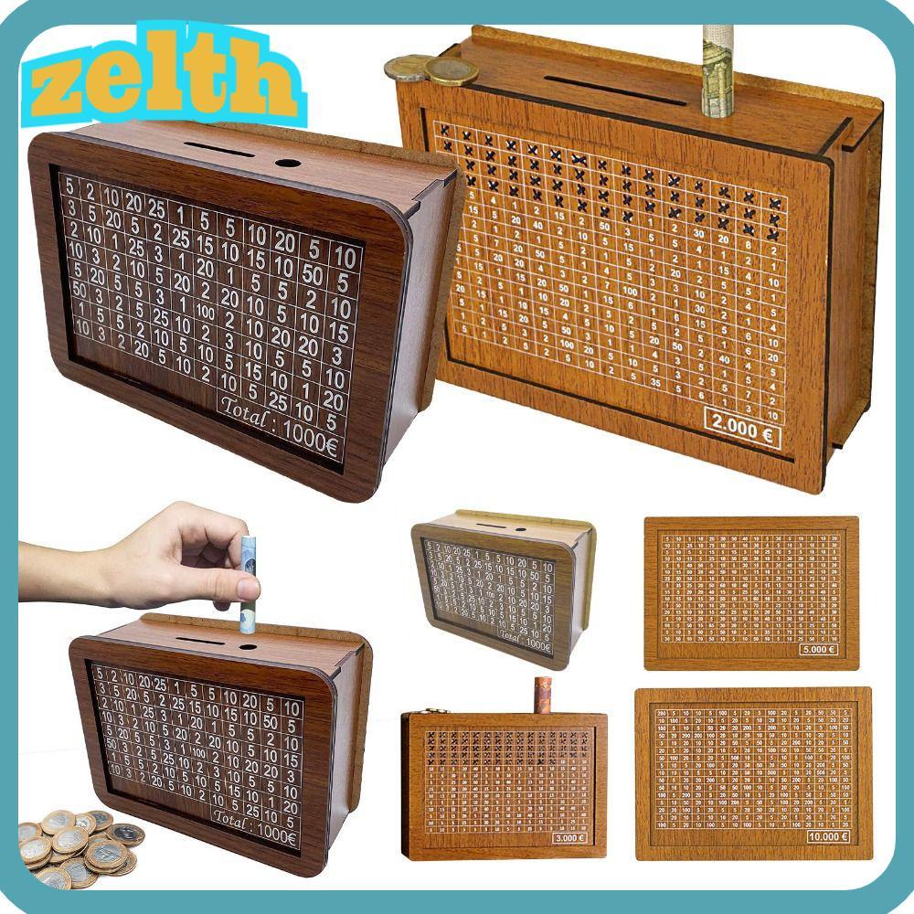 ZELTH กล่องเงิน, กระปุกออมสินไม้นํากลับมาใช้ใหม่, งานฝีมือทําด้วยมือพร้อมประหยัดเงินเป้าหมายเคาน์เตอร์เงินเก็บธนาคารช่วยที่อยู่อาศัยของออม