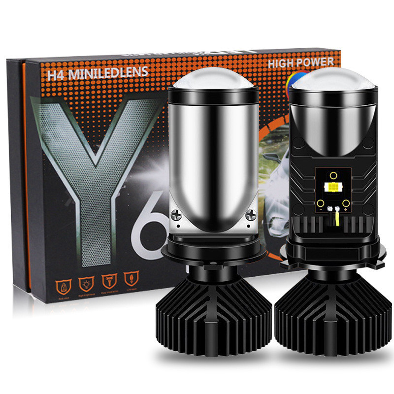รถ Y9Y6D มาพร้อมเลนส์ LED ไฟหน้า Bright Concentrate H4 Fisheye รถรถจักรยานยนต์ Far Near Light-Xiaowa
