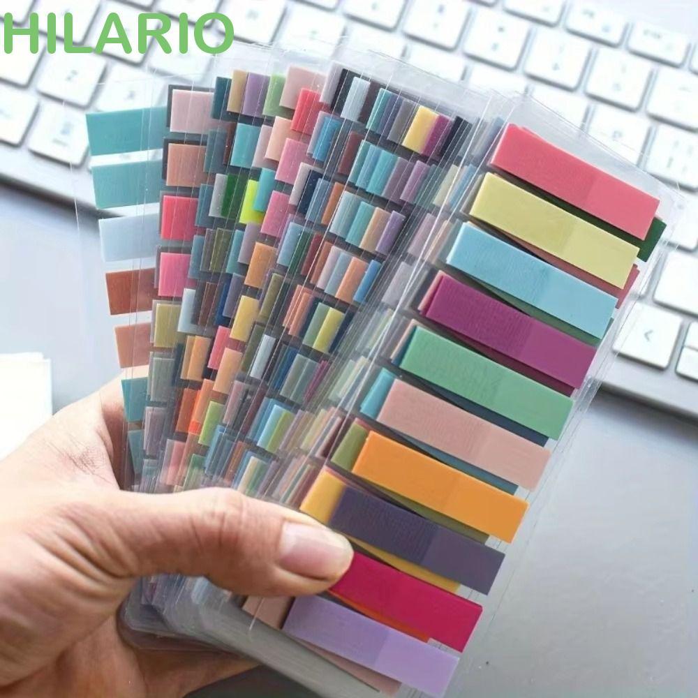 HILARIO Sticky Notes, Oblong Shape Morandi Color Index Sticker, สติ๊กเกอร์สะดวก Self-Adhesive PET Material Translucent Page Marker อุปกรณ์การเรียน