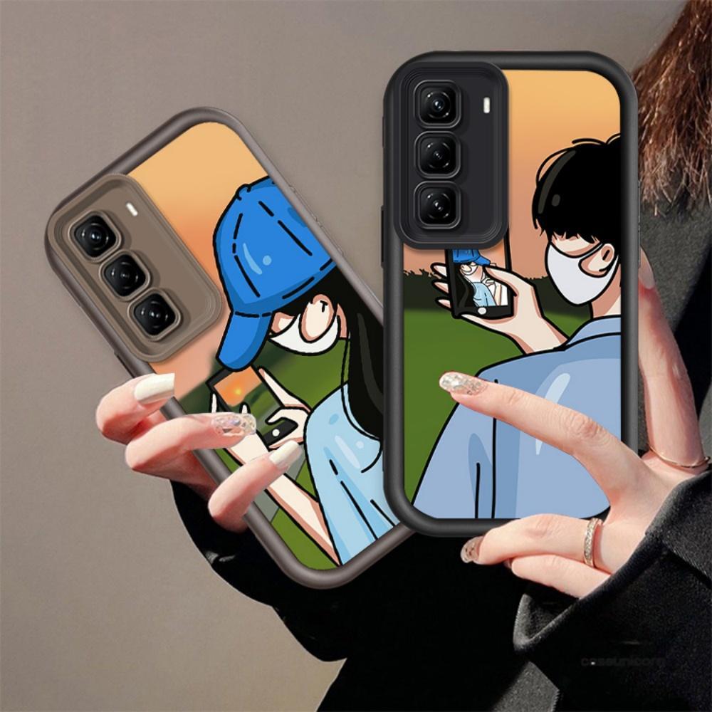 ปลอกสําหรับ INFINIX HOT 50 4G INFINIX X6882 X6882B น่ารักซิลิโคนคู่กันกระแทก TPU กรณี