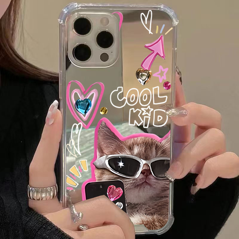 Cool แว่นตากันแดดกระจกแมวอะคริลิคนุ่มเคสโทรศัพท์สําหรับ Samsung Galaxy S25 S24 S23 S22 Ultra Plus FE A06 A14 A23 A36 A52 ฝาครอบ - รูปที่ 7