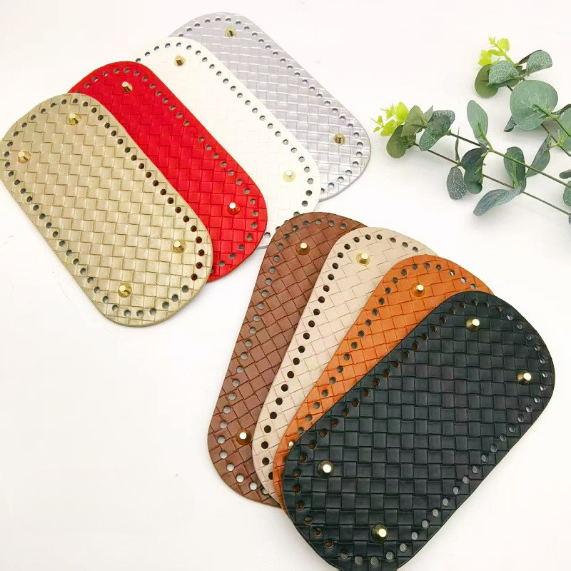 กระเป๋ามือถักขนาด 22x10 ซม. ลายสก๊อต ทำจากหนังเทียม สำหรับฐานอุปกรณ์เสริมและCrochet Bag Base Sheet