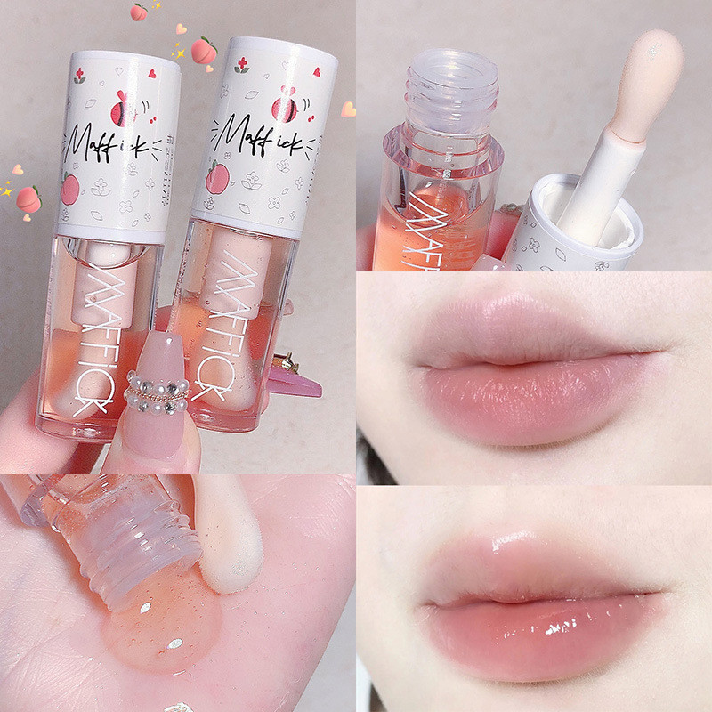 พีชสีขาว MAFFICK Oolong Honey Lip Gloss Lip Moisturizing Lip Lines Honey Lightening Milk Lip Oil Moi