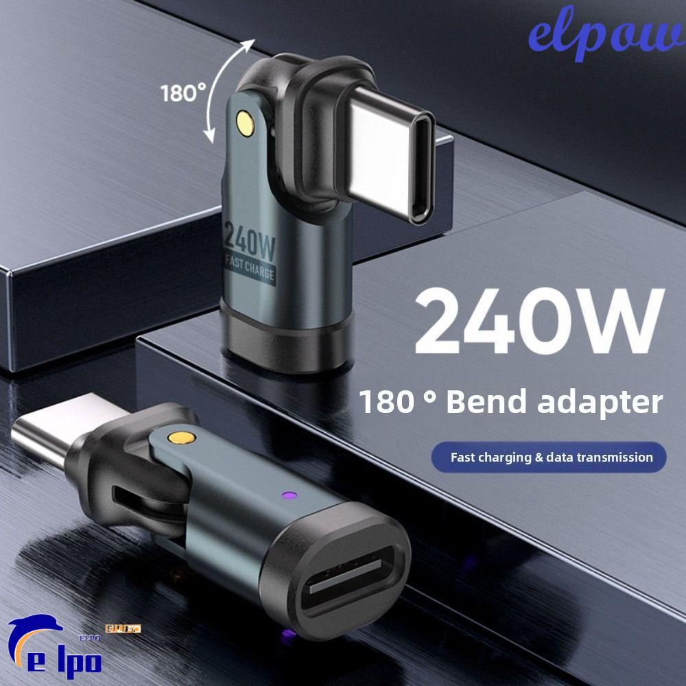 PIXELPOWER USBC ชาร์จแปลง, Fast Data Transfer 180 องศา USB Type C อะแดปเตอร์, USB C Convector ยืดหยุ่น 240W USB-C ถึง USB-C USB-A หญิงอะแดปเตอร์คอมพิวเตอร์