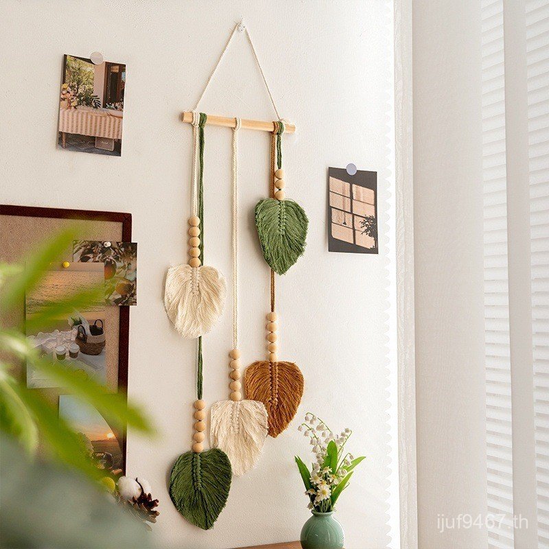 Room Handmade Tapestry แขวนผนังสี่สีทอขนาดเล็กสดตกแต่งผนัง B & B ติดผนังดัดแปลงใบ UMP8