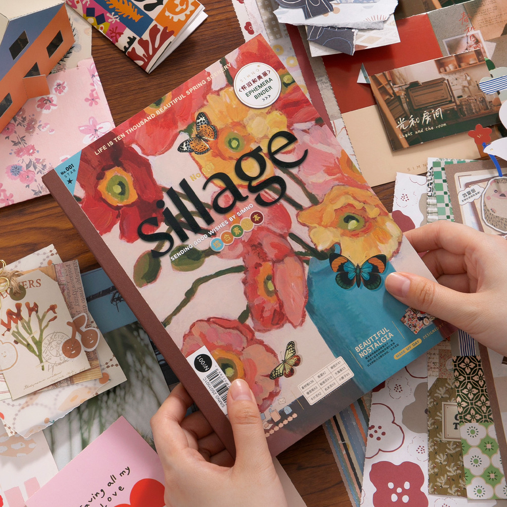 ไดลี่|64 แผ่น Retro Creative Handbook วัสดุหนังสือ Inspiration Moment Tearable สามารถวางสติกเกอร์คู่มือ diy พื้นหลังฐานกระดาษคู่มือสติกเกอร์วัสดุกระดาษ