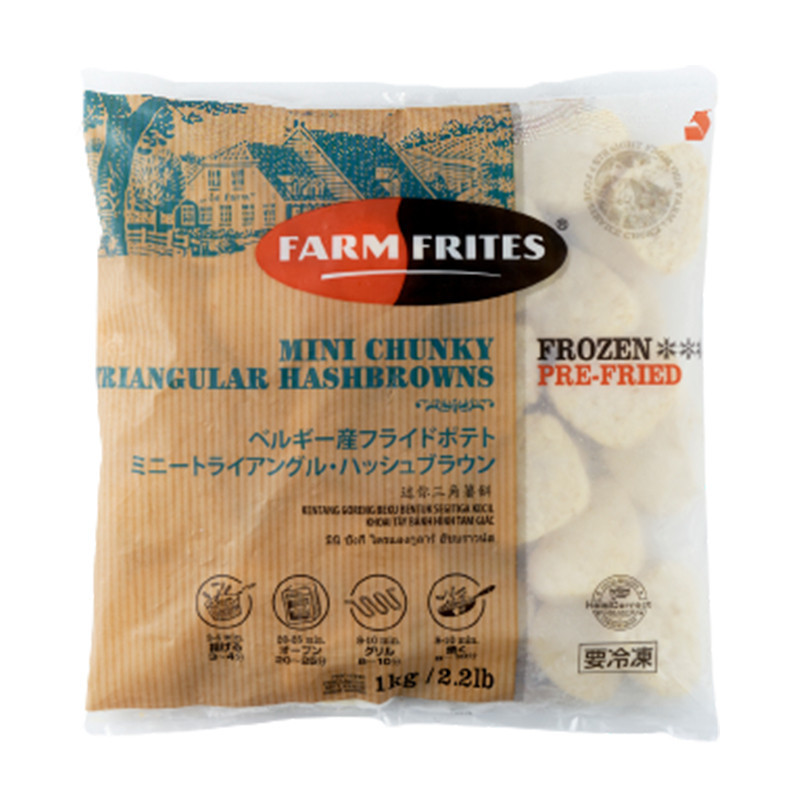 ฟาร์มฟริตส์ มินิแฮชบราวน์ มันฝรั่งแช่แข็ง 1 กก. (FARM FRITES Frozen Mini Chunky Triangular Hash Brow