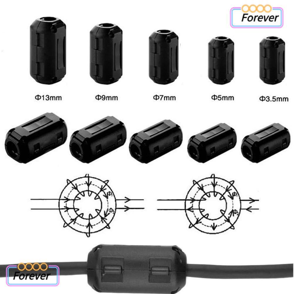FOREVER Choke Coil EMI RFI Noise,สีดําป้องกันการรบกวนแหวน Core Ferrite Bead Clamp, Snap Type Cable C