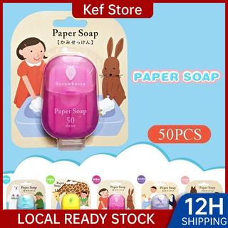 50pcs of Disposable Portable Pocket Soap Hand Washing Paper Mini Soap Paper Camping Essential