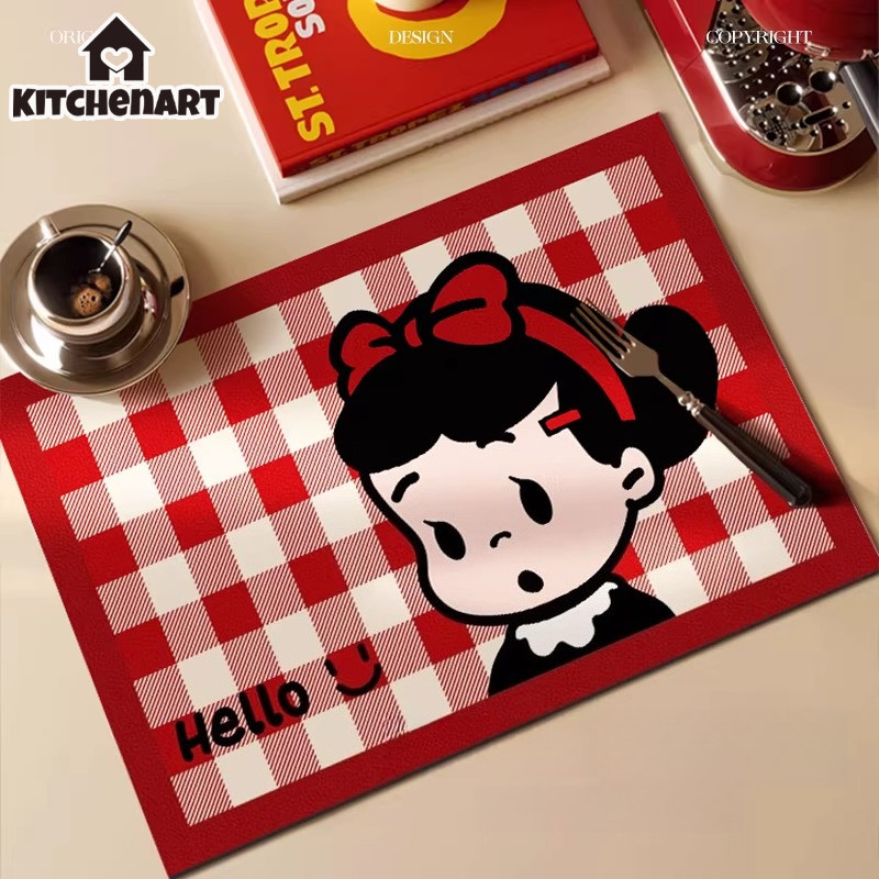 แผ่นดูดซับน้ํา แผ่นรองจาน น้ำกัน น้ำมันกัน หนัง PVC ไม่ขี้เปื้อน 30x40cm