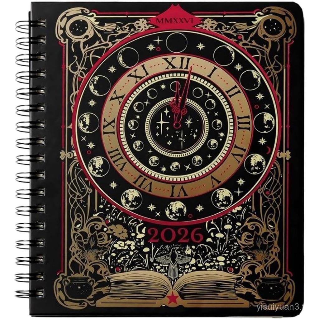 รอกลางคืน 2026 Spiral Dated Weekly Planner, 21X15CM Journal ปกแข็ง,January-Decermber 2026 Creative P