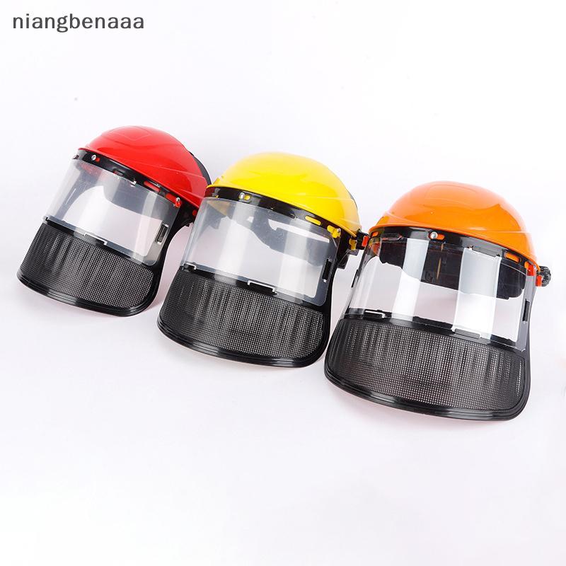 (niangbenaaa) สวนหญ้า Trimmer Weed Waer หมวกนิรภัยหมวก Full Face หน้ากากตาข่ายสําหรับ Logging เครื่องตัดแปรง Forestry ป้องกันใหม่
