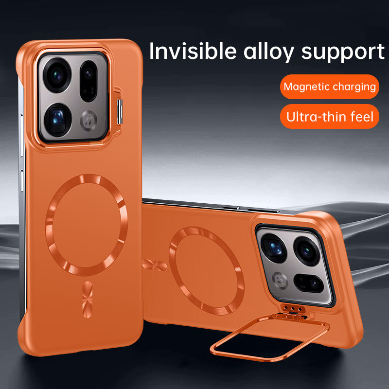 Ultra Thin Frameless ซ่อนเลนส์โลหะผสมวงเล็บแม่เหล็ก Matte Case สําหรับ OPPO ค้นหา X9 Pro X9 ไร้สายชาร์จ Anti-Fall Hard โทรศัพท์ปกหลัง