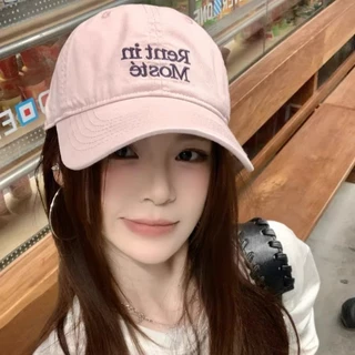 เกาหลีสีม่วงผ้าฝ้ายนุ่มด้านบนหมวกเบสบอลผู้หญิงจดหมายสบายๆฤดูร้อน สแน็ปแบ็ค หมวกกันแดด