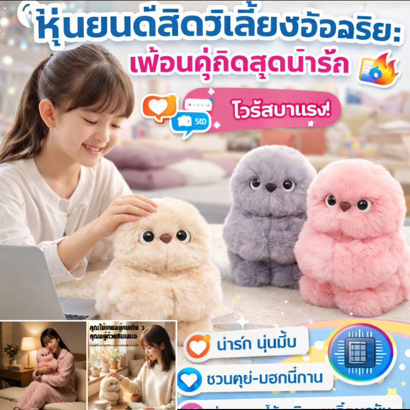 🎉สินค้าขายดี✨【ร้องเพลงได้/ดึงดูดสายตา】ตุ๊กตาหุ่นยนต์นกฮูกขี้อายอัจฉริยะ | พวงกุญแจกระเป๋า | สัตว์เลี้ยงของเล่น