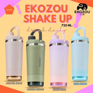 EKO SHAKE UP แก้วสแตนเลส 304 ขนาด 720 ML เก็บความเย็น เชคโปรตีนได้ มีช่องใส่ผงโปรตีน มีหูหิ้ว EKOZOU
