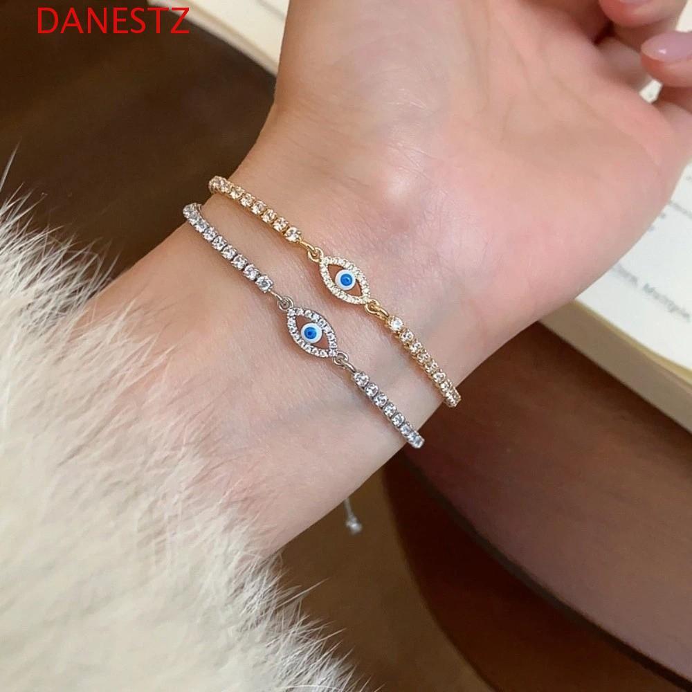 กำไลตาปีศาจ DANESTZ Rhinestone งานหินคริสตัลหรู เหมาะสำหรับเป็นของขวัญวันวาเลนไทน์และสวมใส่ในโอกาสพิเศษ