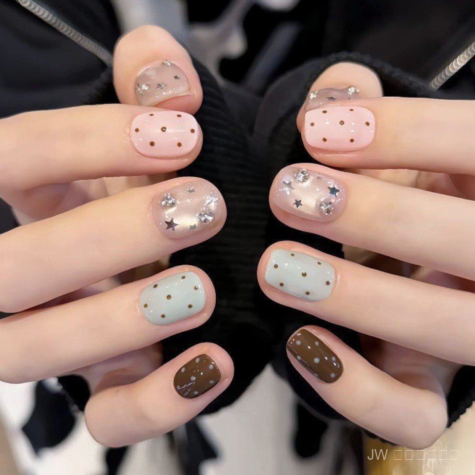 เล็บปลอมงานเจลแท้ สีทูโทนมิ้นท์-ชมพู ลายแคทอายลูกแก้ว สไตล์เกาหลี เรียบหรูดูแพง ✨ ราคา ถูกที่สุด ดีลบีเคเค