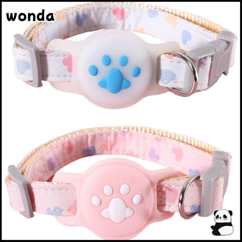 Wonda ปลอกคอระบุตําแหน่งสัตว์เลี้ยง, ปลอกคอสุนัขแมวเรืองแสงไนลอน, ฝาครอบป้องกันติดตามอุปกรณ์เสริมแบบปรับได้ป้องกันการสูญหายสําหรับ AirTag Pet